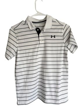 Under Armour White Polo with Black Stripes